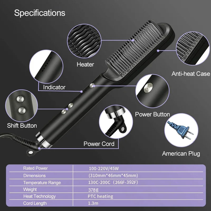 Remington Keratin Therapy Straightening Brush, Ceramic Heated Styling Brush with Digital Display