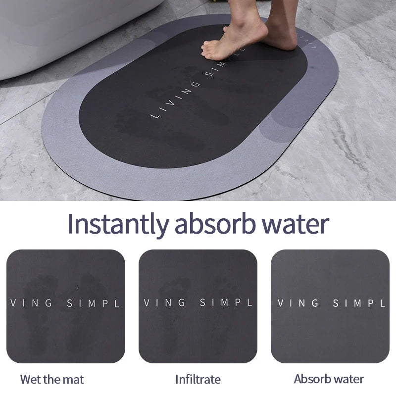 Bathroom Floor Mat: Non-Slip Waterproof Quick Dry Leather Bath Rug