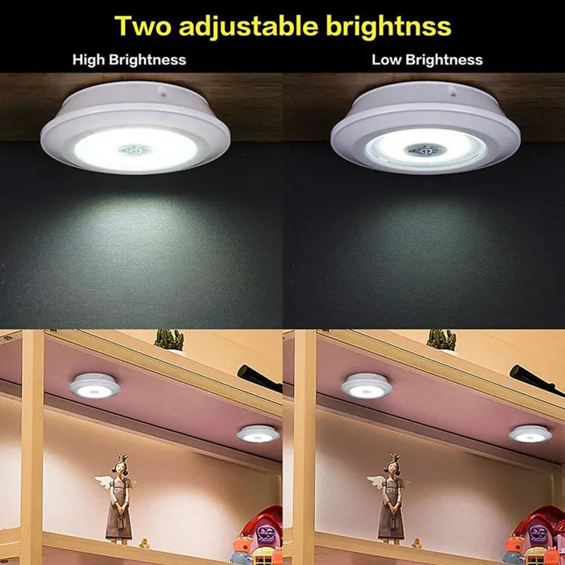 LED Puck Lights with Remote Control, Wireless Battery Operated Under Cabinet Lights with Dimmer and Timer