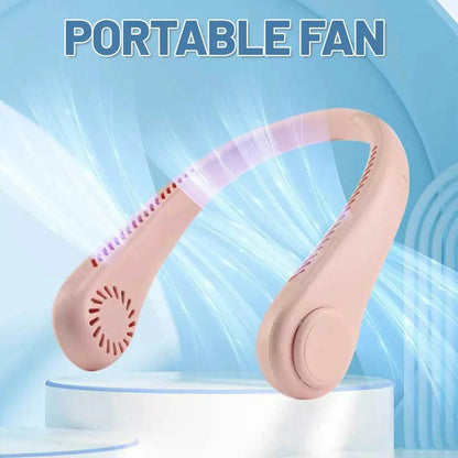 Vaneless Hanging Neck Fan, Portable Bladeless Rechargeable Wearable Cooling Fan