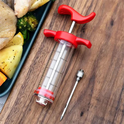 Meat Marinade Injector: 30ml Flavor Injector Syringe with Stainless Steel Needle for BBQ, Turkey & Meat