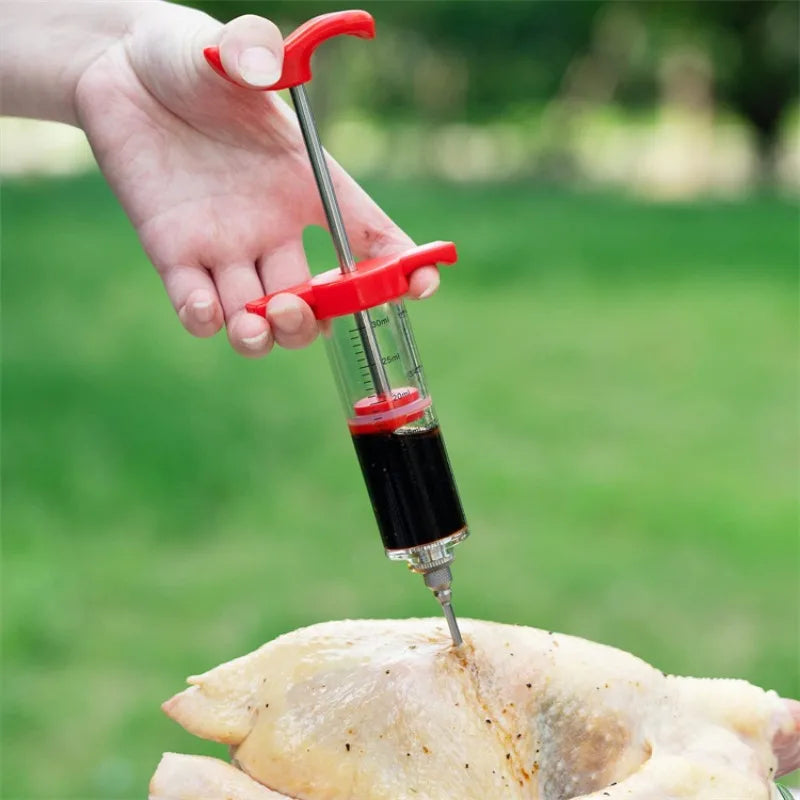 Meat Marinade Injector: 30ml Flavor Injector Syringe with Stainless Steel Needle for BBQ, Turkey & Meat