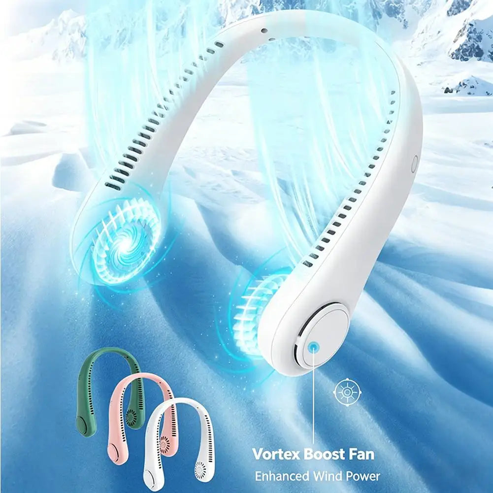 Vaneless Hanging Neck Fan, Portable Bladeless Rechargeable Wearable Cooling Fan