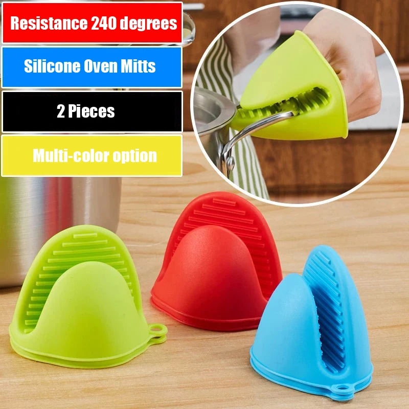 Silicone Pinch Grips, Mini Oven Mitts Set of 2 Pairs (4 Pieces), Heat Resistant Pot Holders for Kitchen Cooking and Baking