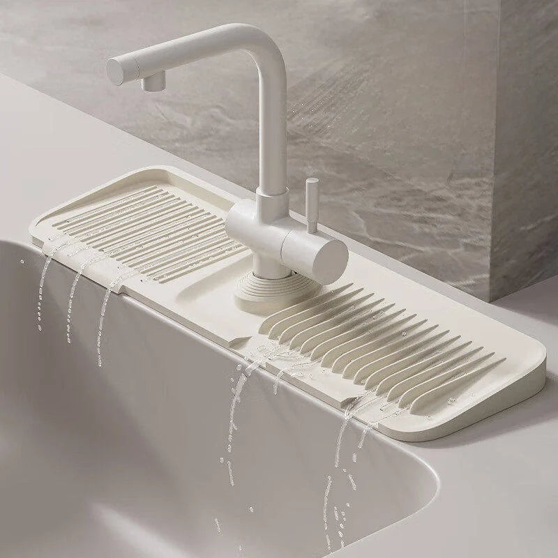 Silicone Faucet Splash-Proof Drain Mat, Sink Water Collection and Draining Tray