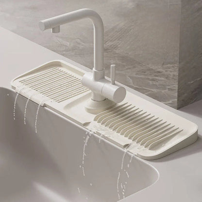 Silicone Faucet Splash-Proof Drain Mat, Sink Water Collection and Draining Tray
