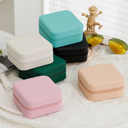 Mini Travel Jewelry Box, PU Leather Portable Jewelry Organizer Case for Rings, Earrings, and Necklaces