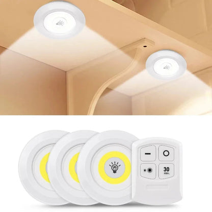 LED Puck Lights with Remote Control, Wireless Battery Operated Under Cabinet Lights with Dimmer and Timer