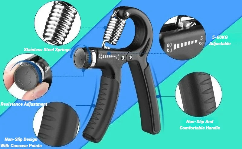 Adjustable Hand Grip Strengthener, 5 to 60kg Resistance Forearm and Grip Trainer