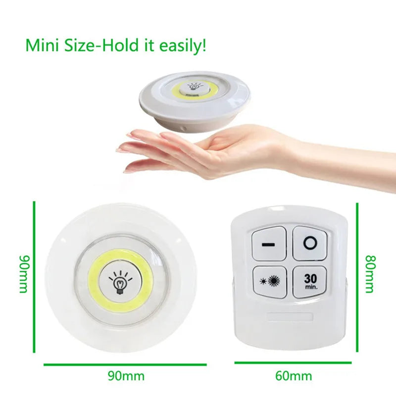 LED Puck Lights with Remote Control, Wireless Battery Operated Under Cabinet Lights with Dimmer and Timer