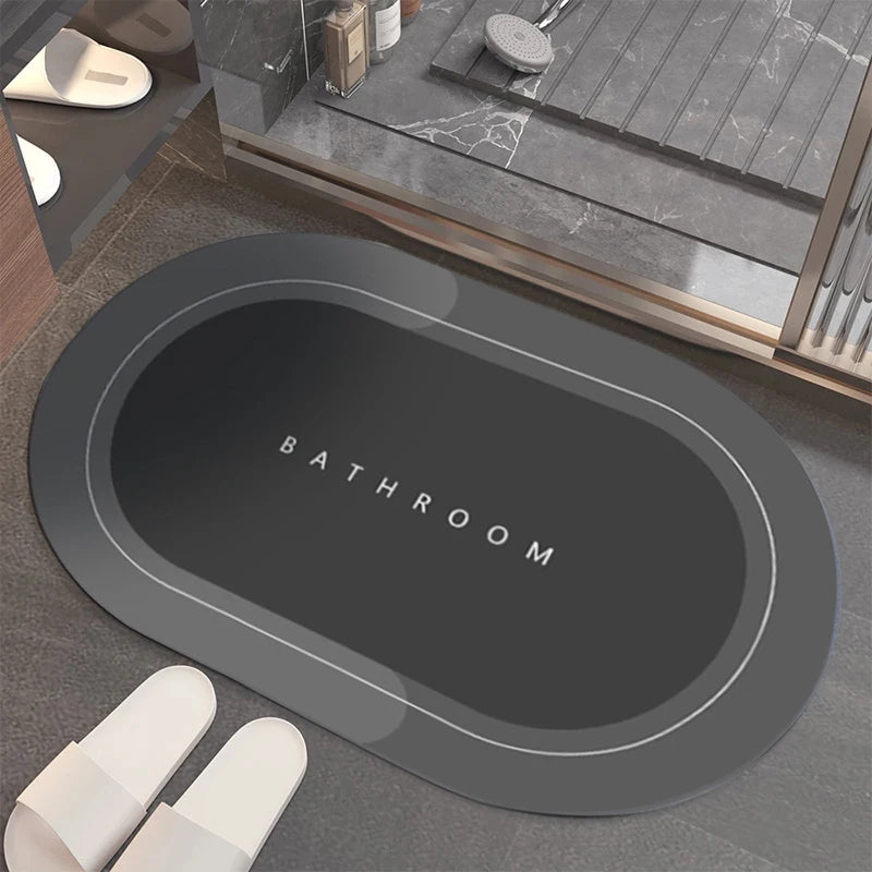 Bathroom Floor Mat: Non-Slip Waterproof Quick Dry Leather Bath Rug