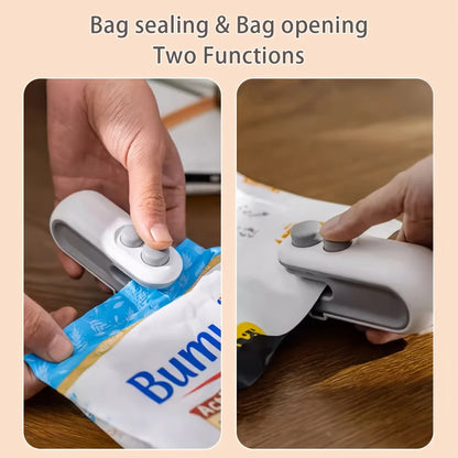 Mini Bag Sealer: 2 in 1 Handheld Heat Sealer with Cutter for Chip & Snack Bags