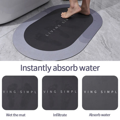 Bathroom Floor Mat: Non-Slip Waterproof Quick Dry Leather Bath Rug