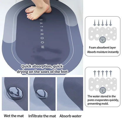Bathroom Floor Mat: Non-Slip Waterproof Quick Dry Leather Bath Rug