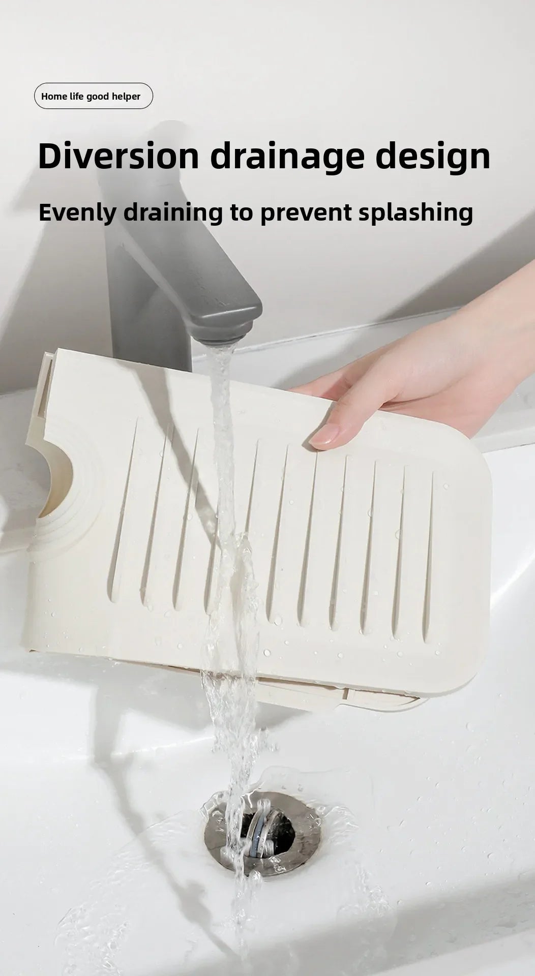 Silicone Faucet Splash-Proof Drain Mat, Sink Water Collection and Draining Tray