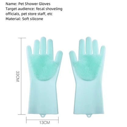 Magic Silicone Dishwashing Gloves, Reusable Scrubber Gloves for Kitchen, Pet Grooming, and Household Cleaning