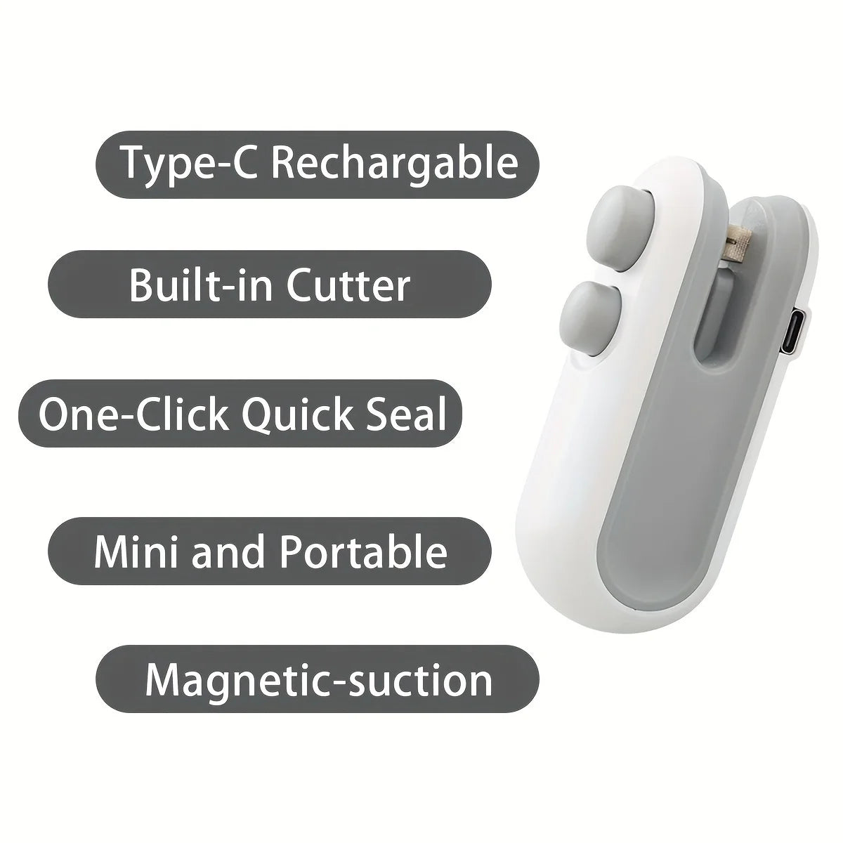 Mini Bag Sealer: 2 in 1 Handheld Heat Sealer with Cutter for Chip & Snack Bags