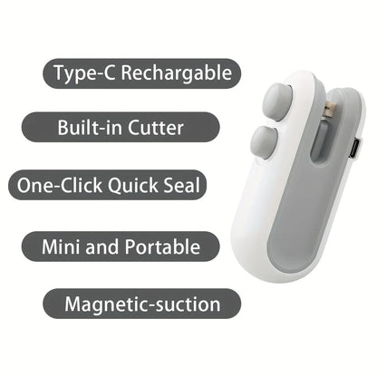 Mini Bag Sealer: 2 in 1 Handheld Heat Sealer with Cutter for Chip & Snack Bags