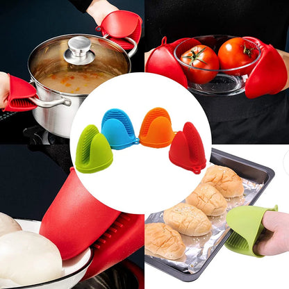 Silicone Pinch Grips, Mini Oven Mitts Set of 2 Pairs (4 Pieces), Heat Resistant Pot Holders for Kitchen Cooking and Baking