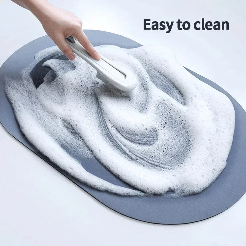 Bathroom Floor Mat: Non-Slip Waterproof Quick Dry Leather Bath Rug