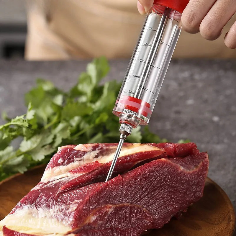 Meat Marinade Injector: 30ml Flavor Injector Syringe with Stainless Steel Needle for BBQ, Turkey & Meat