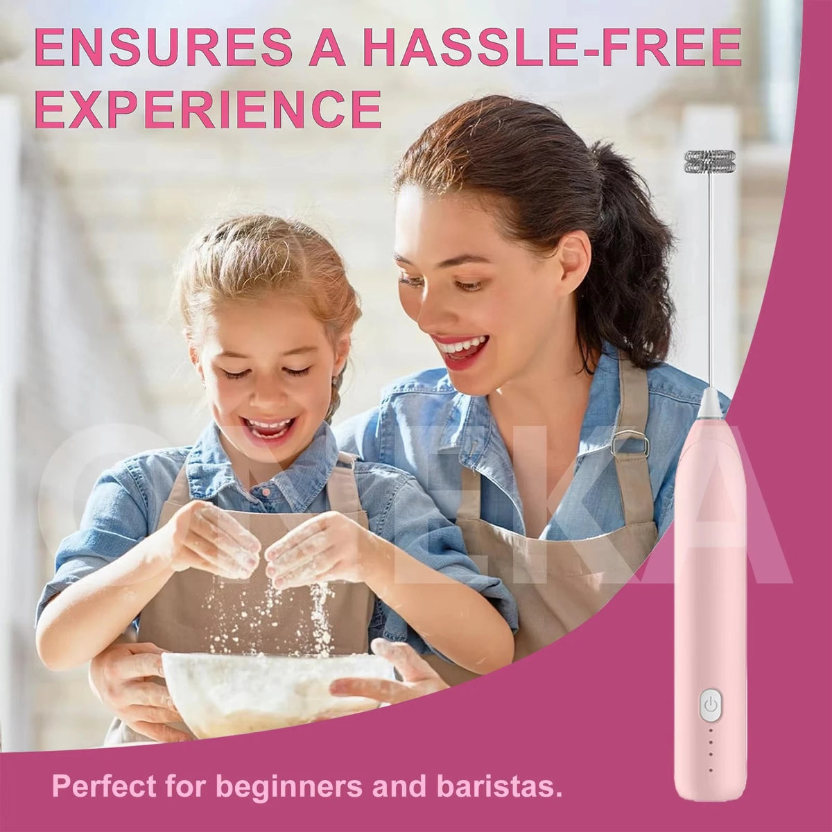 USB Speed Adjustable Milk Frother, Handheld Electric Whisk with Foam and Whisk Attachments
