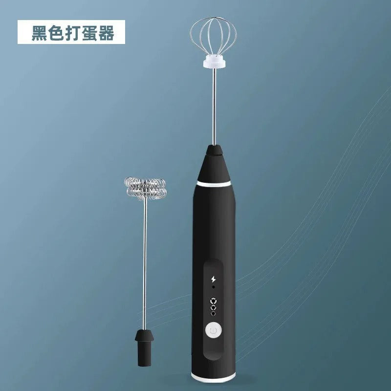 USB Speed Adjustable Milk Frother, Handheld Electric Whisk with Foam and Whisk Attachments