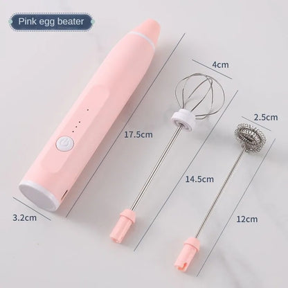 USB Speed Adjustable Milk Frother, Handheld Electric Whisk with Foam and Whisk Attachments